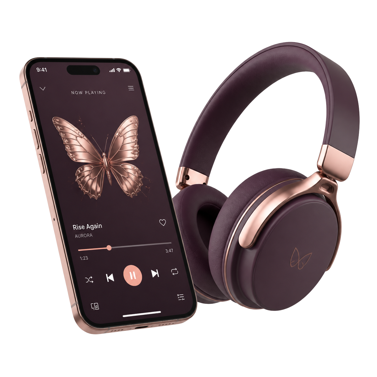 Metamorfose Interna no aplicativo, com fones de ouvido